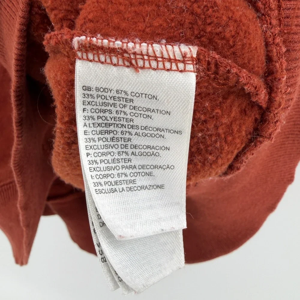 The North Face Mens Large Rust Orange Logo Pullover Fleece Hoodie Sweatshirt